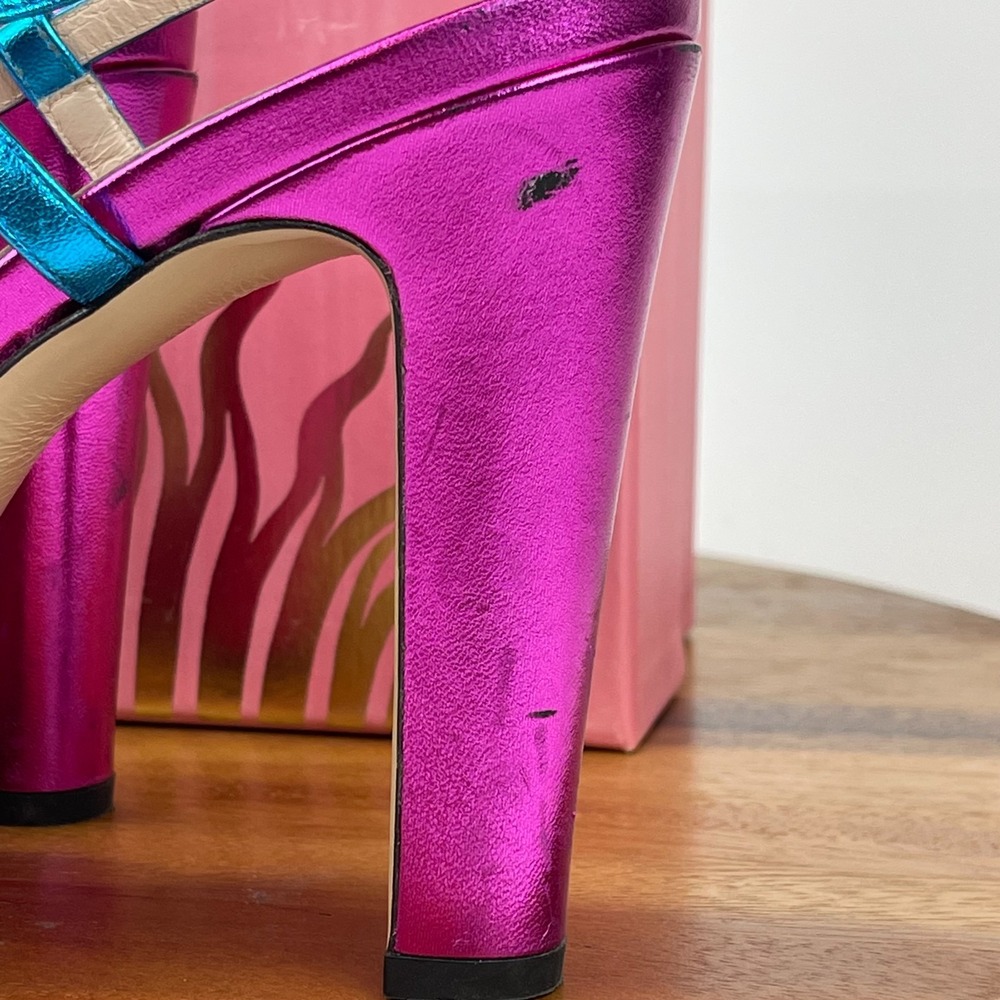 Womens Gucci Holiday 2018 Crystal Zephyra Platform Metallic Heels Size 39 US 9 - Picture 6 of 16